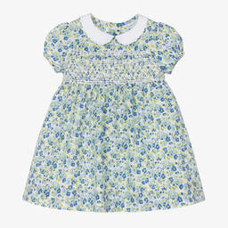 Ralph Lauren-Baby Girls Blue Floral Seersucker Dress | Childrensalon Outlet