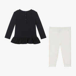 Ralph Lauren-طقم ليقنز لون عاجي وكحلي للمولودات | Childrensalon Outlet