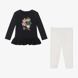 Ralph Lauren-طقم ليقنز لون عاجي وكحلي للمولودات | Childrensalon Outlet