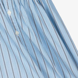 رالف لورين-فستان قطن بوبلين مقلم لون أزرق للمولودات | Childrensalon Outlet