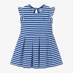 Ralph Lauren-Baby Girls Blue & White Stripe Dress | Childrensalon Outlet
