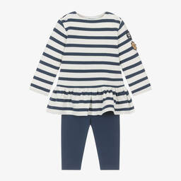 Ralph Lauren-Baby Girls Ivory & Blue Stripe Leggings Set | Childrensalon Outlet