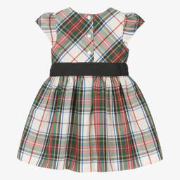 Ralph Lauren-Baby Girls Ivory & Green Tartan Dress | Childrensalon Outlet