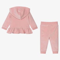 Ralph Lauren-بدلة رياضية هودي قطن قطيفة لون زهري للمولودات | Childrensalon Outlet