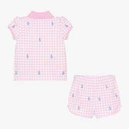 Ralph Lauren-Baby Girls Pink Gingham Cotton Shorts Set | Childrensalon Outlet