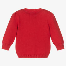 رالف لورين-كنزة قطن محبوك لون أحمر للمولودات | Childrensalon Outlet