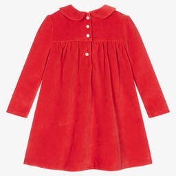 رالف لورين-فستان قطن قطيفة لون أحمر | Childrensalon Outlet