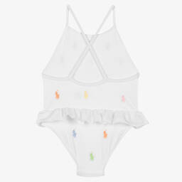 Ralph Lauren-Baby Girls White Pony Logo Swimsuit | Childrensalon Outlet