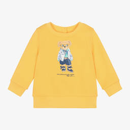 Ralph Lauren-Baby Girls Yellow Cotton Bear Sweatshirt | Childrensalon Outlet