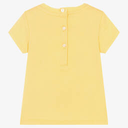 Ralph Lauren-Baby Girls Yellow Cotton Logo T-Shirt | Childrensalon Outlet