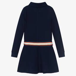 Polo رالف لورين-فستان بحزام قطن بيكيه لون كحلي | Childrensalon Outlet