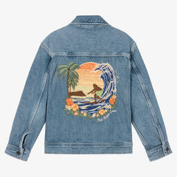 Ralph Lauren-Blue Embroidered Cotton Denim Jacket | Childrensalon Outlet