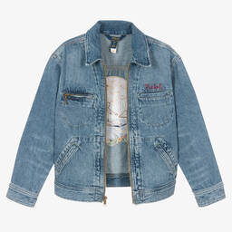 Ralph Lauren-Blue Embroidered Cotton Denim Jacket | Childrensalon Outlet
