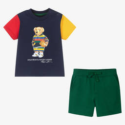Ralph Lauren-Blue & Green Baby Shorts Set | Childrensalon Outlet