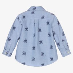 Ralph Lauren-Голубая рубашка из хлопка оксфорд с медвежатами | Childrensalon Outlet