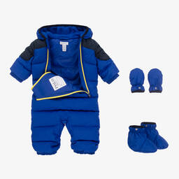 Ralph Lauren-Синий утепленный зимний комбинезон с капюшоном | Childrensalon Outlet