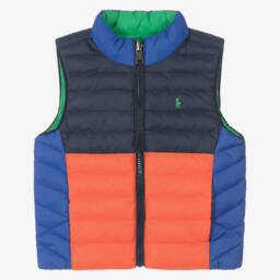 Ralph Lauren-Blue & Tangerine Boys Reversible Vest | Childrensalon Outlet