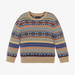 Ralph Lauren-Boys Beige Fair Isle Sweater | Childrensalon Outlet
