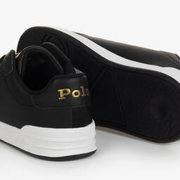 Polo Ralph Lauren-Boys Black & Gold Lace-Up Trainers | Childrensalon Outlet