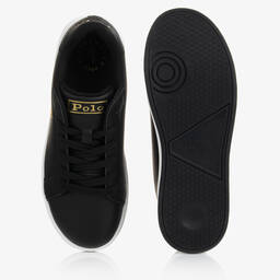 Polo Ralph Lauren-Boys Black & Gold Lace-Up Trainers | Childrensalon Outlet