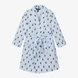 Ralph Lauren-روب بطبعة بير مقلم لون أزرق وأبيض للأولاد | Childrensalon Outlet