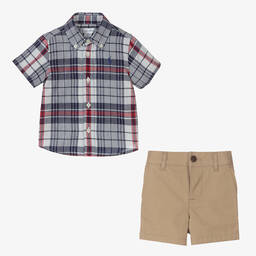 Ralph Lauren-Boys Blue & Beige Shorts Set | Childrensalon Outlet