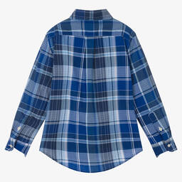 Ralph Lauren-Boys Blue Check Cotton Shirt | Childrensalon Outlet