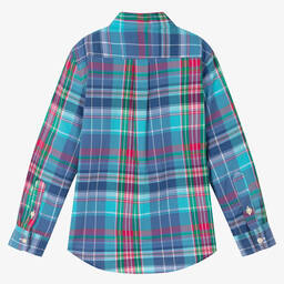 Polo Ralph Lauren-Boys Blue Cotton Check Shirt | Childrensalon Outlet