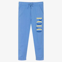 Polo Ralph Lauren-Boys Blue Cotton Logo Joggers | Childrensalon Outlet