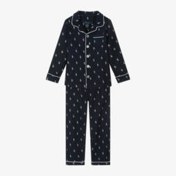 Ralph Lauren-Boys Blue Cotton Logo Pyjamas | Childrensalon Outlet
