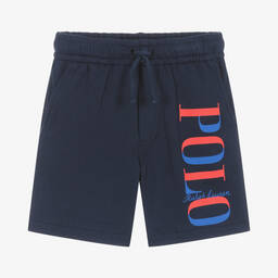 Polo Ralph Lauren-Boys Blue Cotton Logo Shorts | Childrensalon Outlet