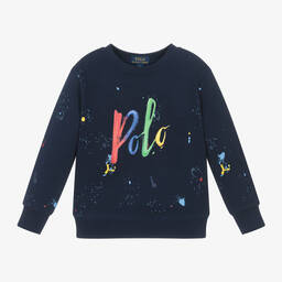 Ralph Lauren-Синий хлопковый свитшот с брызгами краски | Childrensalon Outlet