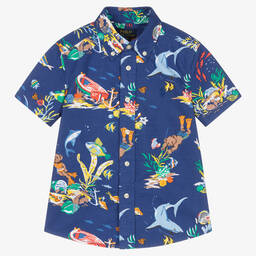 Polo Ralph Lauren-Boys Blue Cotton Shirt | Childrensalon Outlet