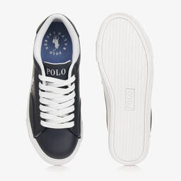 Ralph Lauren-حذاء رياضي بأربطة جلد صناعي لون كحلي للأولاد | Childrensalon Outlet