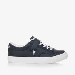Ralph Lauren-Boys Blue Faux Leather Velcro Trainers | Childrensalon Outlet