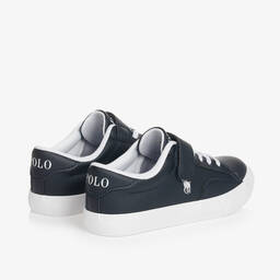 Ralph Lauren-Boys Blue Faux Leather Velcro Trainers | Childrensalon Outlet