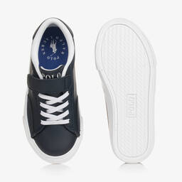 Ralph Lauren-Boys Blue Faux Leather Velcro Trainers | Childrensalon Outlet