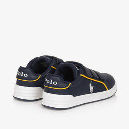 Ralph Lauren-Boys Blue Faux Leather Velcro Trainers | Childrensalon Outlet