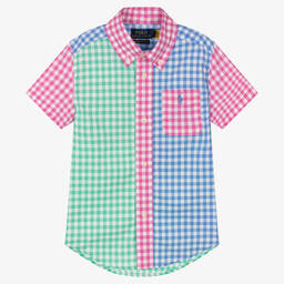 Polo Ralph Lauren-Boys Blue & Green Check Shirt | Childrensalon Outlet