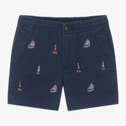 Ralph Lauren-Boys Blue Nautical Twill Shorts | Childrensalon Outlet