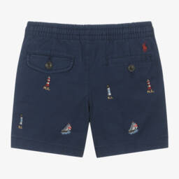 Ralph Lauren-Boys Blue Nautical Twill Shorts | Childrensalon Outlet