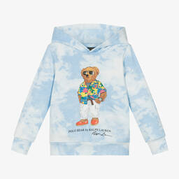 Ralph Lauren-Boys Blue Polo Bear Tie Dye Hoodie | Childrensalon Outlet