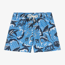 Ralph Lauren-Boys Blue Sea Print Swim Shorts | Childrensalon Outlet