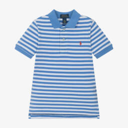 Ralph Lauren-Boys Blue Striped Cotton Polo Top | Childrensalon Outlet