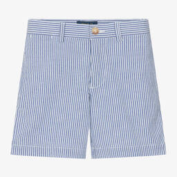 Ralph Lauren-Boys Blue Striped Cotton Shorts | Childrensalon Outlet
