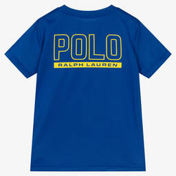 Ralph Lauren-Boys Blue Technical Jersey Logo T-Shirt | Childrensalon Outlet