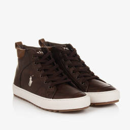 Polo Ralph Lauren-Boys Brown High-Top Trainers | Childrensalon Outlet