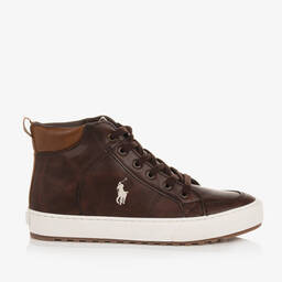 Polo Ralph Lauren-Boys Brown High-Top Trainers | Childrensalon Outlet