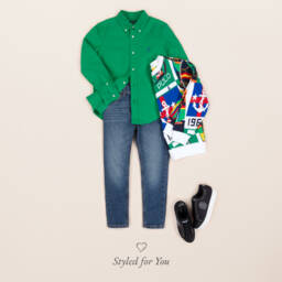 Ralph Lauren-Классическая зелёная хлопковая рубашка для мальчиков | Childrensalon Outlet