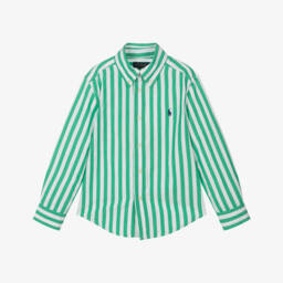 Ralph Lauren-Boys Cotton Shirt in Striped Green | Childrensalon Outlet